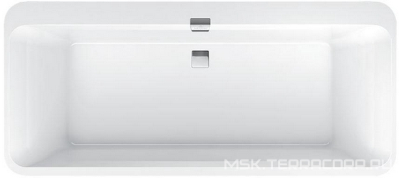 Ванна 1800х800хh450(620)мм, отдельностоящая, (кварил цв.96 star white), (слив-перелив, крышки цв.белый и хром в компл.,), Squaro Excellence Duo ZZ
