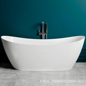 Ванна 1860х805хh720мм, отдельностоящая, литой камень S-Sense, глянцевый, цв.белый, донный клапан "Up&Down" в цвет ванны,  185 Salini Noemi 101811G