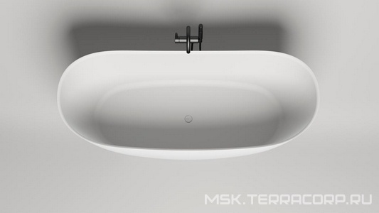 Ванна 1860х805хh720мм, отдельностоящая, литой камень S-Sense, глянцевый, цв.белый, донный клапан "Up&Down" в цвет ванны,  185 Salini Noemi 101811G