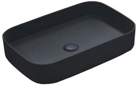 Раковина накладная на стол, прямоугольная 60х40хh12,5мм, без отв.д/смес, без перелива и пробки слива, (цв.Gloss Black),  ZZ Ceramica Cielo Shui Comfort SHCOLAR60 (N) Gloss Black
