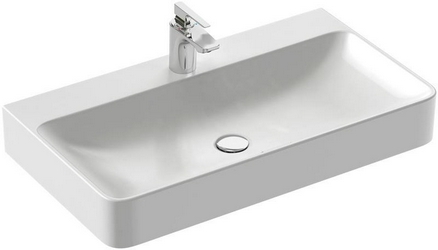 Раковина-чаша Vox 80x45x10,5 см, c 1-м отверстием  д/смесителя, с переливным отверстием, белая XX