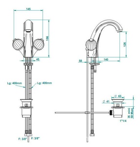 Смеситель для раковины, с д.к., (цв. золото (Dore)) Mandarine cristal clair ZZ THG Mandarine Cristal CL U1D-F01-2155