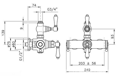 Смеситель для душевой стойки  (цв.бронза, ручки ), Nicolazzi ZZ Nicolazzi P.M.Blanc 4917 BZ78