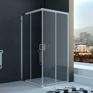 Душевое ограждление 90*90*h195, раздвижные двери, профиль хром, стекло прозрачное 6мм, без поддона Veconi RV RV11-90-01-C5