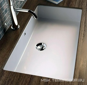 Раковина для установки под столешницу, прямоугольная 750(700)х340(285)хh205мм, без отв. д/смесителя, крепёж в компл.,  ZZ Kerasan Slim 022501