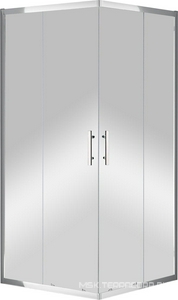 Душевой уголок 900х900хh1900мм, квадрат, 2 сдвиж. дверцы с 2 неподв. сегментами, (стекло прозрачное 6мм, фурн.цв.хром),  ZZ Cezares Eco ECO-O-A-2-90-C-Cr
