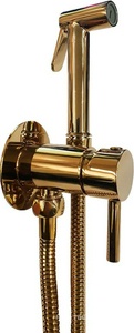 Смеситель совмещён. с гигиеническим душем, (готовый комплект: лейка металл,шланг металл120см.,скрытая часть), (цв.медовое золото),  ZZ Paffoni Tweet Round Mix ZDUP110HG