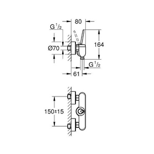 Смеситель для душа, однорычажный, без душ.гарнитура, хром ZZ Grohe Eurodisk Joystick 23430000