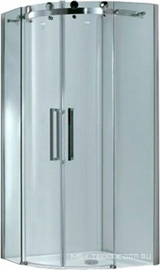 Душевой уголок 1000х1000хh1950мм,1/4 круга,R550мм,две раздвиж.двери,два неподв.сигмента,вход 500мм,(стекло прозрачное,6мм,фурнит.цв.хром), ZZ Cezares Stylus STYLUS-R-2-100-C-Cr
