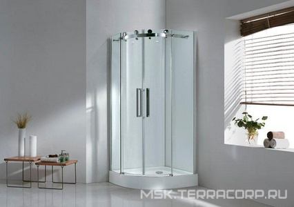 Душевой уголок 1000х1000хh1950мм,1/4 круга,R550мм,две раздвиж.двери,два неподв.сигмента,вход 500мм,(стекло прозрачное,6мм,фурнит.цв.хром), ZZ Cezares Stylus STYLUS-R-2-100-C-Cr