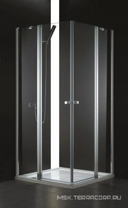 Душевой уголок 1000х1000хh1950мм, квадрантый, 2 распашн. двери с 2-мя неподв.сегментами, (стекло прозр. 6мм, фурнит. цв.хром),  ZZ Cezares Elena ELENA-A-22-100-C-Cr