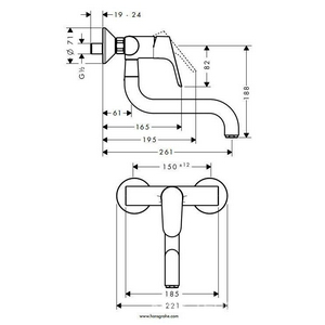 Смеситель для кухни, 320, настенный, 1jet, (цв.хром),  M41 ZZ Hansgrohe Focus 31825000