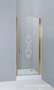 Дверь в нишу 800(780-820)хh1950мм, вход 665мм, распашная, "Правая", (стекло прозр.с матовым рисунком 6мм, фурнит.цв.золото),  ZZ Cezares Giubileo GIUBILEO-B-11-80-CP-G-R / альт.арт.GIUBILEO-B-11-80-CP-G-R