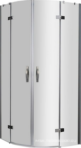 Душевой уголок 900х900хh2000мм, 1/4 круга R550мм, 2 распашн. двери с 2 неподв. сегментами, (стекло прозр. антикацльц. 6мм, хром),  ZZ Cezares Bergamo BERGAMO-R-2-90-ARCO-C-Cr-IV