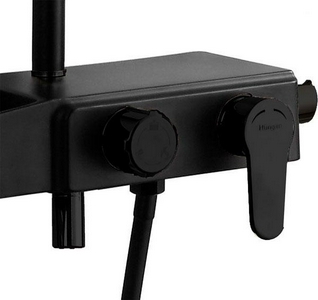 Душевая система AZARIO, со смесителем для душа, с поворотным изливом, душ лейка, шланг, верхний душ в компл.,цв. черный ZZ Azario Azario AZ-801-2B