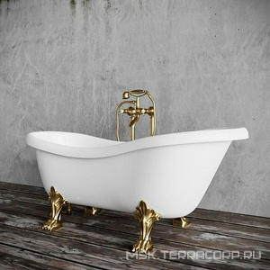 Ванна 1760х800(660)хh720(620)мм, литьевой мрамор, отдельностоящая, ножки "Львиные лапы", слив-перелив в компл., (цв. золото), TW ZZ Tiffany Универсал TW176 bi/oro
