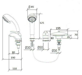 Смеситель врезной для ванны на три отверстия Niagara, бронза Boheme niagara 397