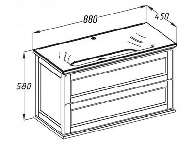 Тумба подвесная  90, 880*580*450 мм, цвет Бьянко, БЕЗ раковины Болеро 90, крепеж в комплекте XX Opadiris Гарда т/Гарда бьянко
