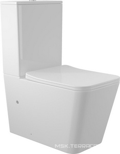 Унитаз-компакт напольный, безободковый, с бачком, 635х385мм, сиденье с микролифтом, крепеж в компл, (цв.белый глянц.),  Aqueduto Macio AQDSMAC10