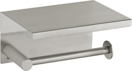 Держатель для туалетной бумаги  Nikel Brush, с полкой для телефона, крепеж в комплекте, брашированнная сталь, ZZ Boheme UNO 10971-NB