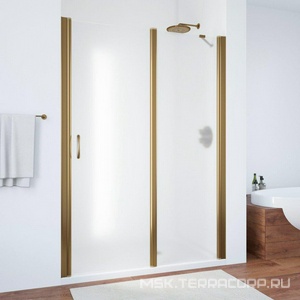 Дверь в нишу , 110x190 см, правая, распашная с неподвижным элементом, профиль бронза, стекло сатин ZZ Vegas Glass EP-F-1 EP-F-1 0110 05 10 прав.