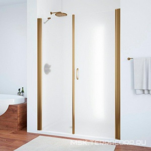 Дверь в нишу , 130x190 см, правая, распашная с неподвижным элементом, профиль бронза, стекло сатин ZZ Vegas Glass EP-F-2 EP-F-2 0130 05 10 прав.