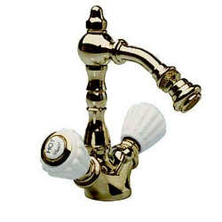 Смеситель для биде на 1 отв., с д/к, (цв.бронза, ручки керамика), Righe Z XXZ