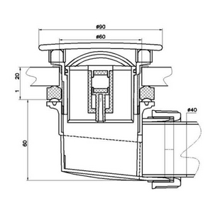 Сифон для душевого поддона, 60мм, с сухим затвором, накладка слива 90мм цв.хром, RGW Velplex QYD-06 ZZ RGW Универсал 18241106-01