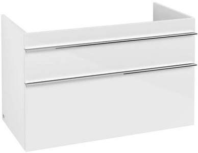 Тумба 957хh606х502мм, для раковины арт.411355хх, 2 выдв.отдел.+ аксессуары, (фасад и корпус цв.DH белый глянц., ручка цв.хром),  ZZ Villeroy & Boch Venticello A94101DH