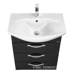 Тумба Ария-Н-65, 594*733*310 мм, БЕЗ раковины ном.85066,  напольная, цвет черный глянец ZZ