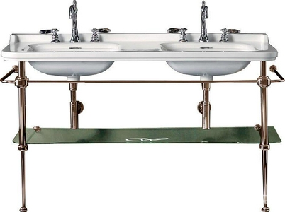 Структура металлическая, для установки под двойную раковину 150см. арт.4143хх, стекл. полка, крепёж в компл., (цв.бронза),  ZZ Kerasan Waldorf 9195K3