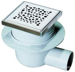 Трап h=100/132мм, выход горизонтальный DN 50 мм, 0,6л/с, декор. решетка из полиров.нерж.стали 110х110мм PERLE, WINKIEL/Ekoline ZZ