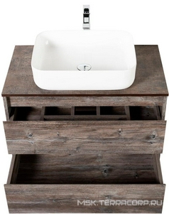 База под раковину подвесная с двумя выкатными ящиками, 810х460х515мм, без раковины, (цв.Pino Pasadena),  ZZ BelBagno Kraft KRAFT-800-2C-SO-PP