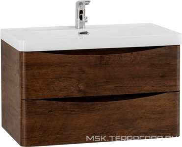 База под раковину подвесная с двумя выкатными ящиками, 800х480хh450мм, без раковины, (цв.Rovere Moro),  ZZ BelBagno Ancona ANCONA-N-800-2C-SO-RW
