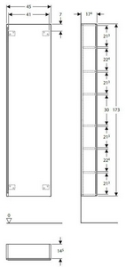 Пенал подвесной 45хh173х17,4см, распашн.двеца, петли справа/слева (реверс), (фасад песчаное стекло,корпус песчаный мат-лакиров.),крепл.в компл,Z Geberit Acanto 500.637.JL.2