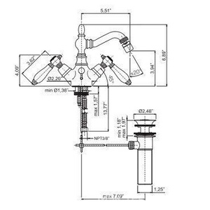 Смеситель для биде, с поворотным изливом, с д/к, (цв. хром),  ZZ Fima Carlo Frattini Herend F5412CR