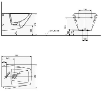 Биде подвесное 447x560xh410мм, (БЕЗ сливного клапана, управляемый смесителем арт.DH446VE), CeFiONtect,  ZZ Toto Jewelhex BT682V1#XW