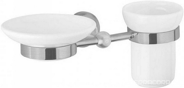 Стакан и мыльница настенные керамические, (цв.хром),  ZZ Cezares Aphrodite APHRODITE-STTS-01