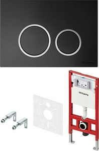 К-т д/установки подвесн.унитаза,(застен.модуль, крепёж, прокладка звукоиз, панель 2-го смыва пластик цв.ЧЕРНЫЙ мат., контур клавиш хром),  R Tece TECEspring S955102