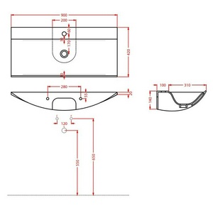Раковина подвесная 90х40хh14см, с 1 отв.д/смесителя, (цв.glossy white), без полочки арт.THL002 хх,  ZZ ArtСeram The One THL002 01; 00