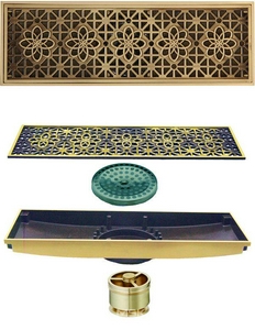 Трап сливной CANYON d40, с декоративной решеткой 100х300 мм, с мех-м обратным клапаном, бронза KL Veragio Canyon VR.CAN-2057.BR