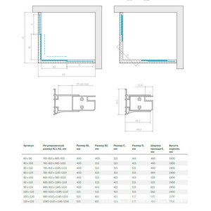 Душевое ограждение , 1000x800x1900 мм, профиль матовый хром, стекло прозрачное, БЕЗ поддона ZZ Vegas Glass ZA-F ZA-F 100*80 07 01