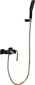 Смеситель для ванны с душем  383-B, аксессуары в компл, цвет черный + золото, ZZ Boheme Venturo 383-B