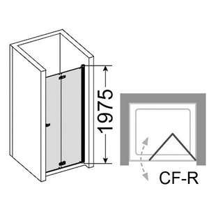 Дверь д/д в нишу складная вовнутрь 1000хh1997мм, петли СПРАВА, (стекло 6мм прозрачн., фурнитура блестящий алюминий)  free ZZ Provex Combi 0005 CF 05 GL R