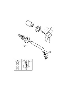 Смеситель для раковины однорычажный встраив. в стену на 2 отверстия, излив 183 мм, внеш.часть (БЕЗ внутр.арт.23571000) ZZ Grohe Essence 19408001