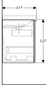 Тумба подвесная 89хh53.5х41,6см, д/рак 90см арт.500.633.01.2,нажим.выдвижн.ящик,(фасад лавовое стекло, корпус лавовый мат-лакиров.),крепл.в компл,Acan Geberit Acanto 500.616.JK.2