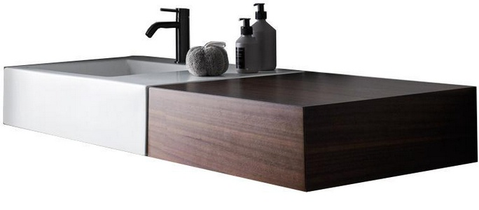 Раковина прямоуг. 76х50хh16,5см, Левая (чаша слева), (справа отверст.д/крепл.ящика), с 1 отв.д/смес, без перелива и пробки слива, (цв.Gloss White), Mo Ceramica Cielo Modulo NALA Gloss White