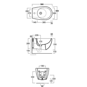 Биде подвесное, 56х36,5см, БЕЗ крепежа, (цв.черный матовый),  ZZ Simas Vignoni VI 19 nero matt