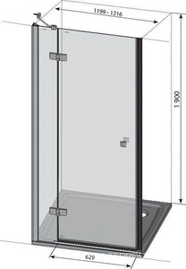 Душевая дверь в нишу -120 B-R, стекло - Прозрачное, профиль - хром, с установочным комплектом ZZ Ravak SMSD2 0SPGBA00Z1