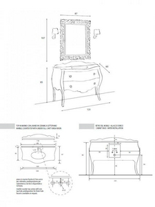База под раковину, 131х61хh85см, с 2-мя выдв. ящиками, (БЕЗ столешницы арт.CARL04хх и раковины арт.LSOT), (цв. Dec Celeste Crema),  XX Cezares Carlotta CARL02.04 Dec Celeste Crema